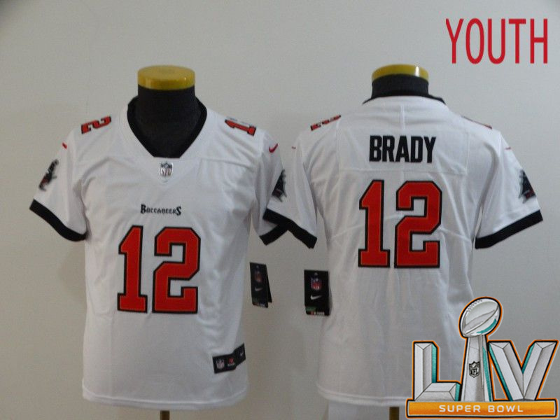 Super Bowl LV 2021 Youth Tampa Bay Buccaneers #12 Brady White New Nike Limited Vapor Untouchable NFL Jerseys